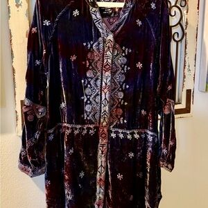 Velvet Embroidered Tunic Top